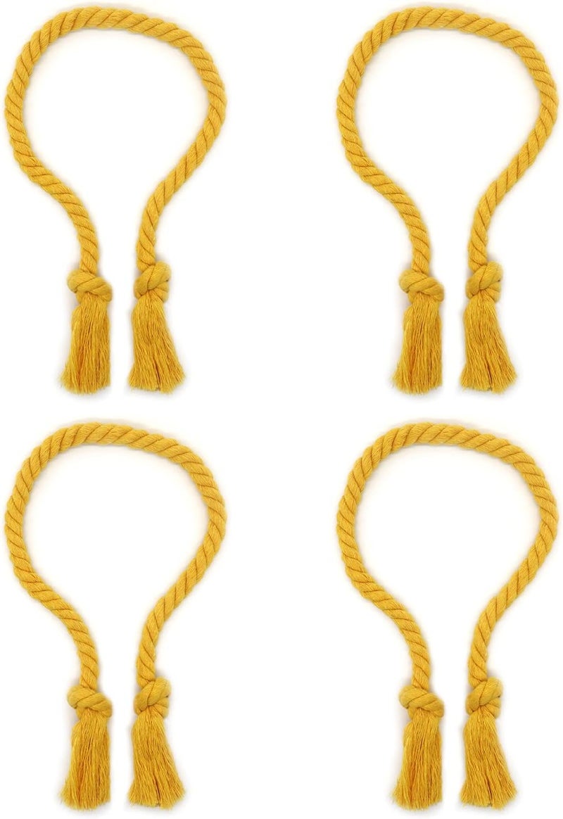 Yteseery 8 Pack Outdoor Curtain Tiebacks Rope, Natural Cotton Curtain Holders, Village Rural Rustic Curtain Holdbacks, Farmhouse Nautical Curtain Rope Tie Back for Drapery Patio, (Yellow) - Image 5
